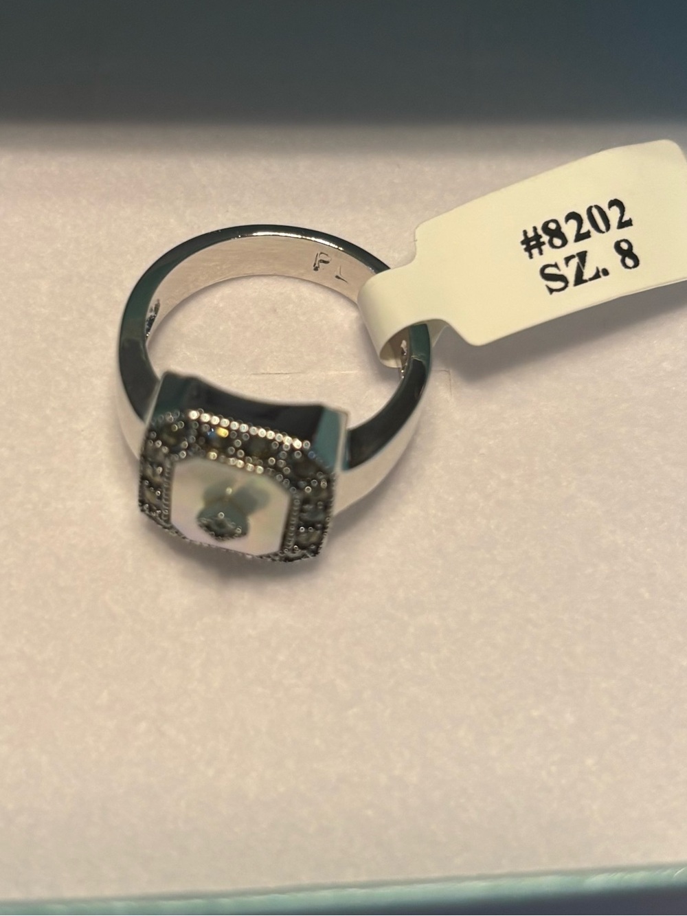 Park Lane Demur Silver Mother-of-Pearl & Marcasite Rectangular Ring - Silver - Picture 6 of 6